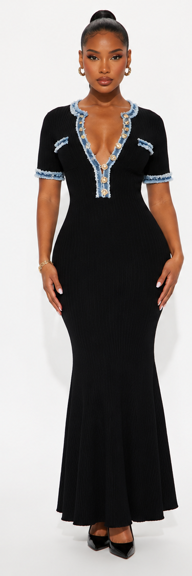 Lady Knit Short Sleeve Maxi Dress