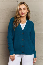 Zenana Kiss Me Tonight Full Size Button Down Cardigan in Teal