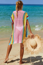 Openwork Striped Slit Knit Cover Up