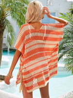 Tassel Openwork Striped V-Neck Cover Up