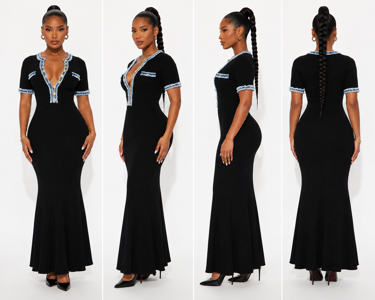 Lady Knit Short Sleeve Maxi Dress