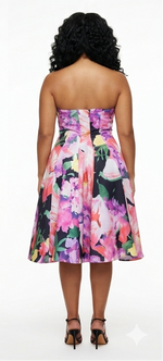 Floral Elegance Satin Midi Dress