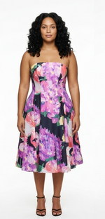 Floral Elegance Satin Midi Dress