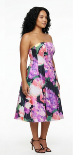 Floral Elegance Satin Midi Dress