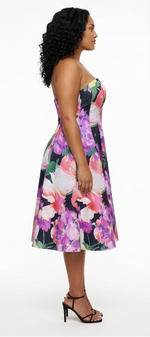 Floral Elegance Satin Midi Dress