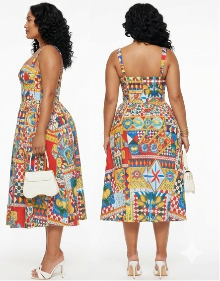 Roman Summer Midi Dress